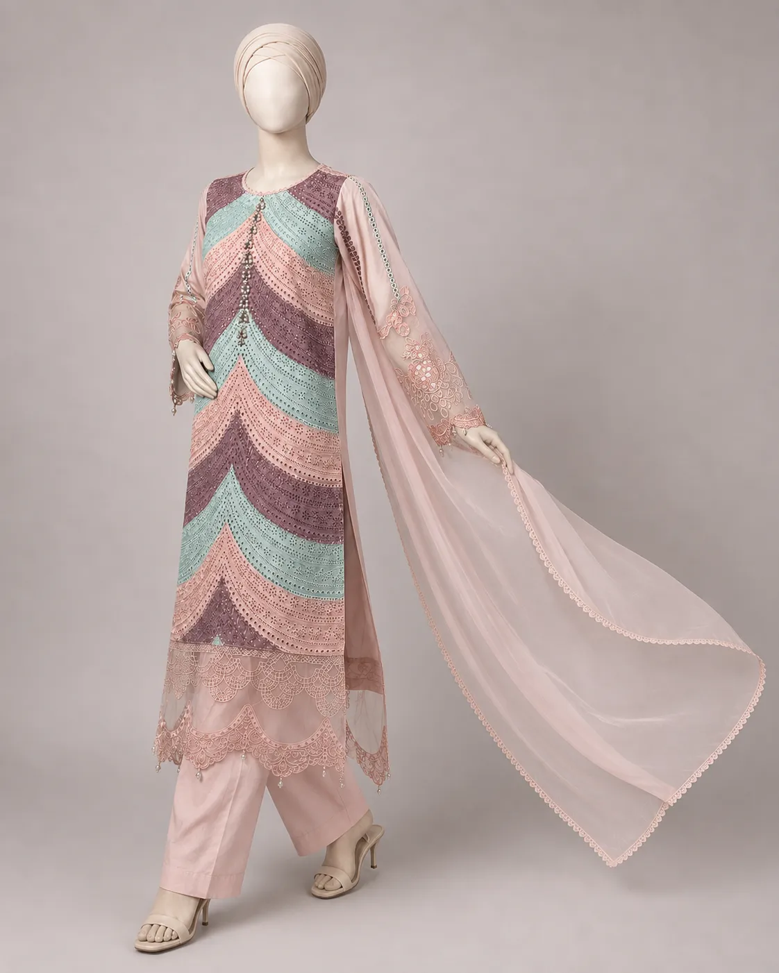 3 Piece - Embroidered COTTON SUIT - Image 4