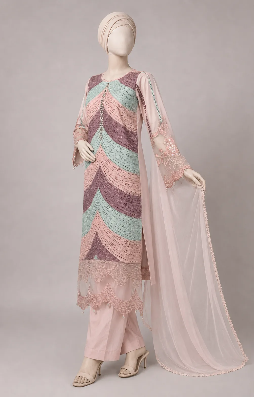 3 Piece - Embroidered COTTON SUIT - Alternate View