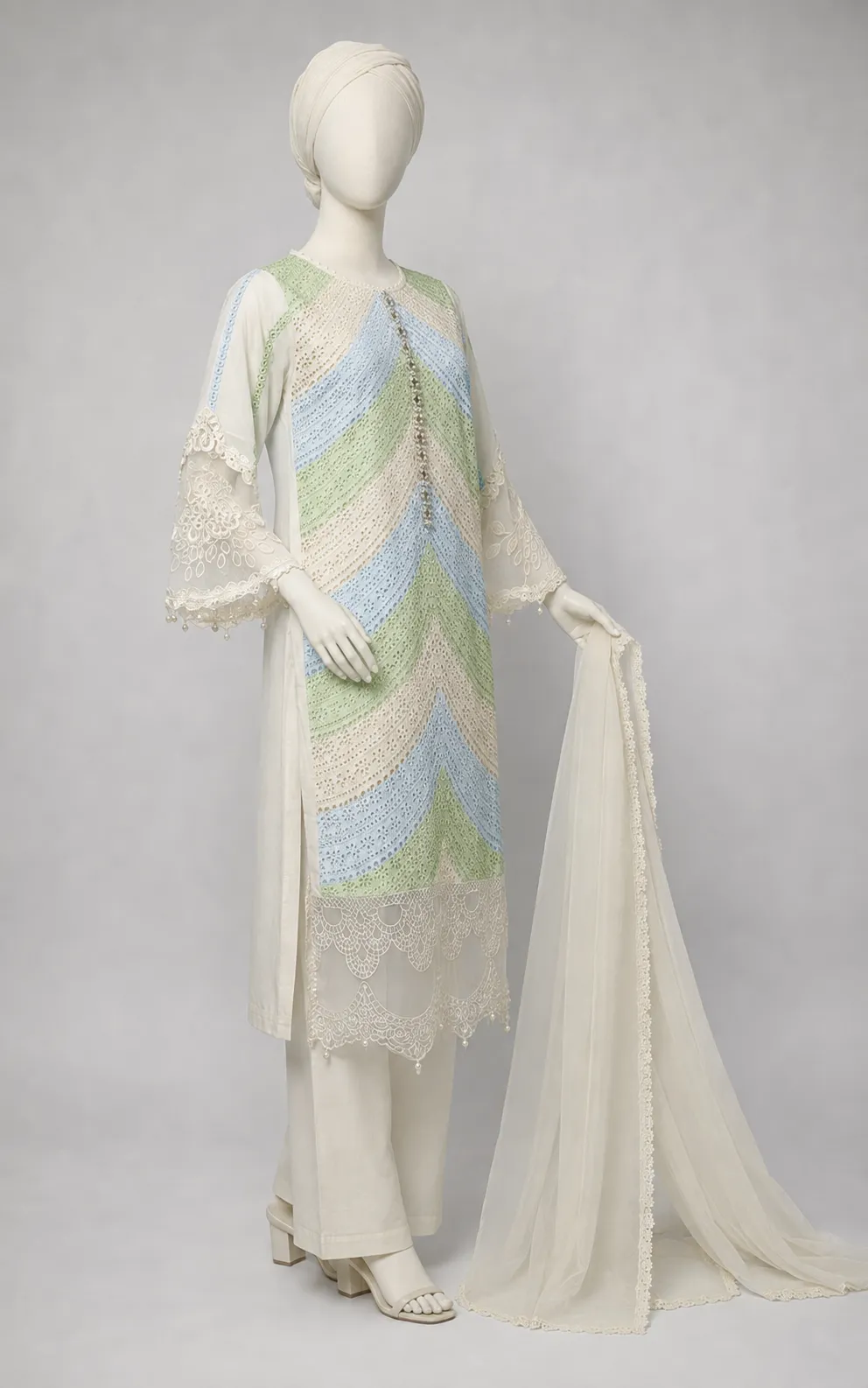 3 Piece - Embroidered COTTON SUIT - Alternate View
