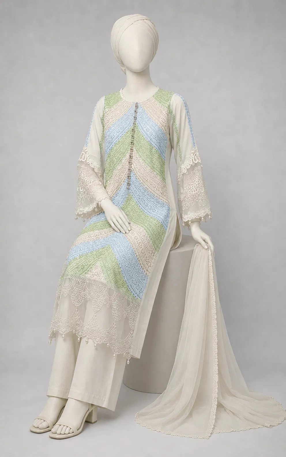 3 Piece - Embroidered COTTON SUIT - Image 3