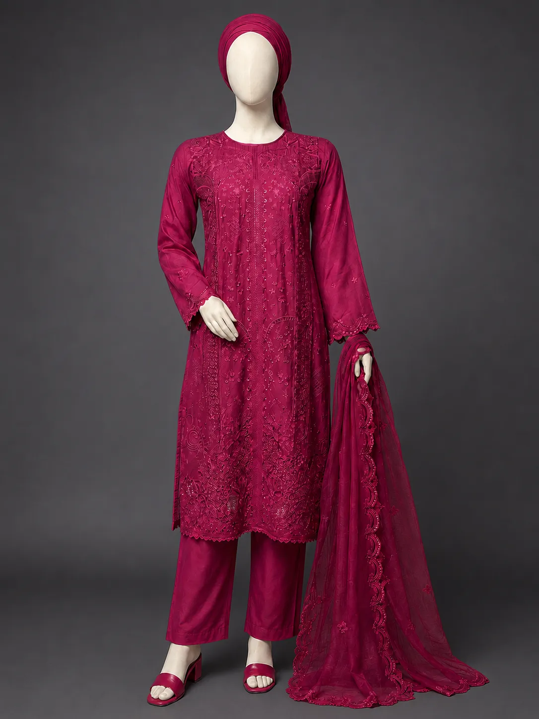 3 Piece - Embroidered cotton Suit