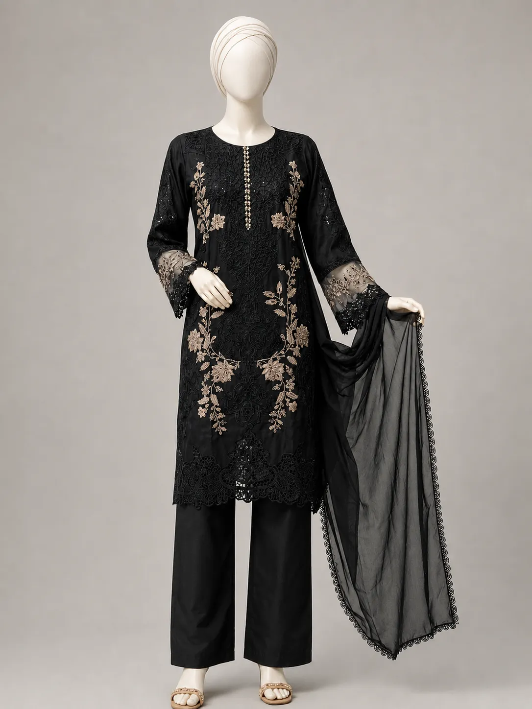 3 Piece - Embroidered cotton Suit