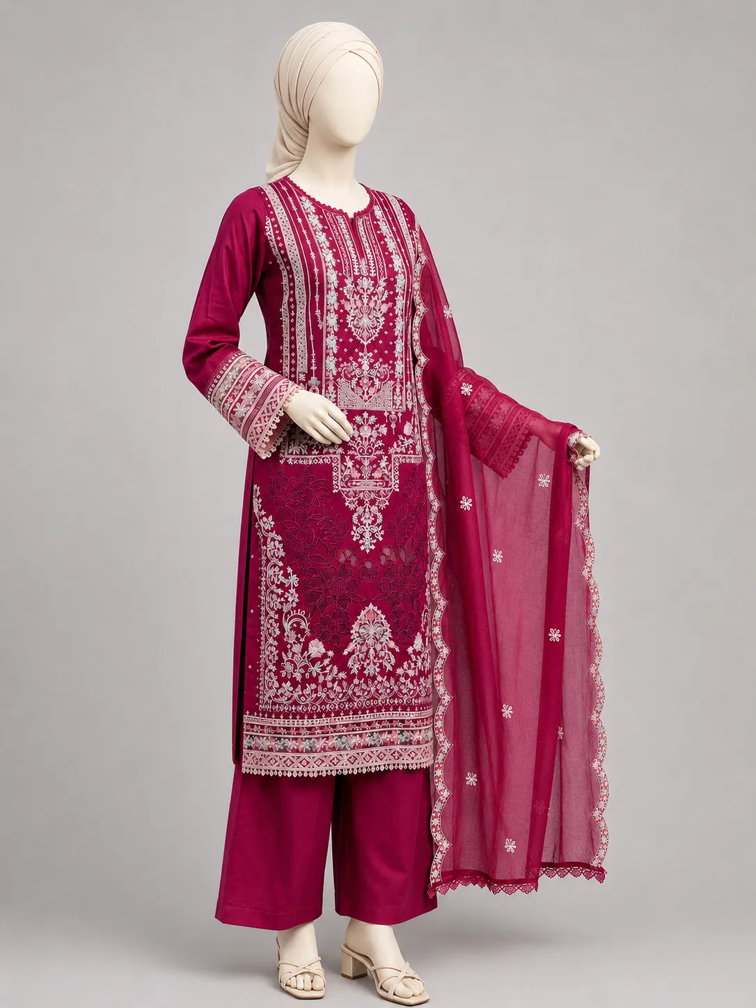 3 Piece - Embroidered COTTON SUIT Hover