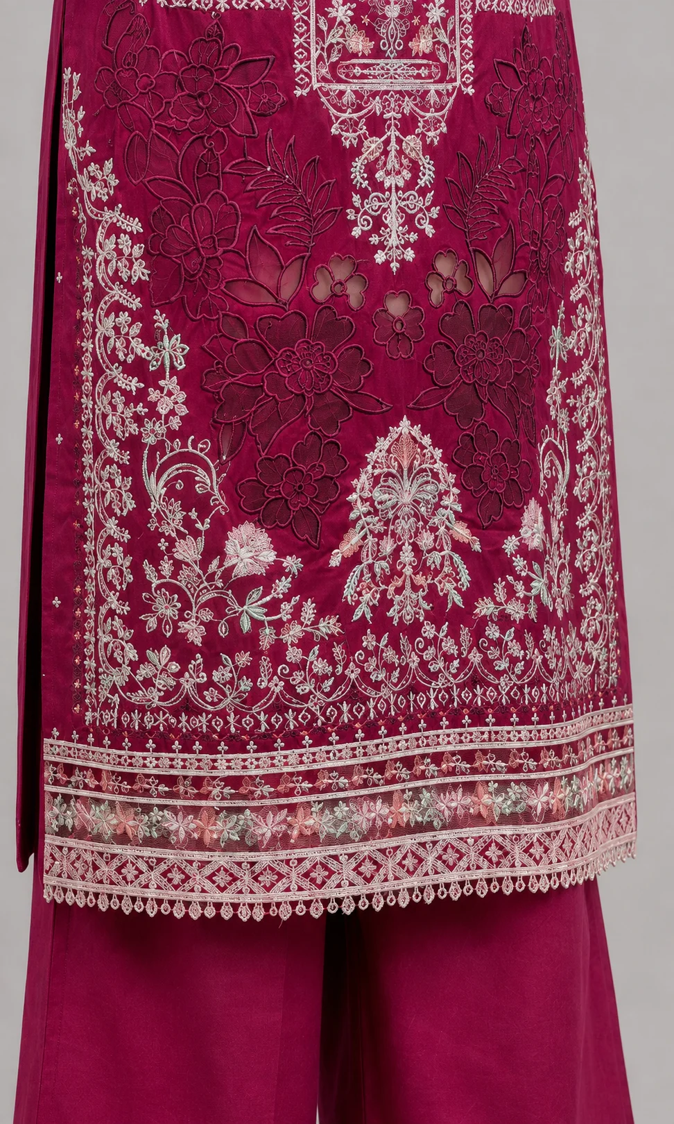 (CT-32) 3 Piece - Embroidered COTTON SUIT - Image 3