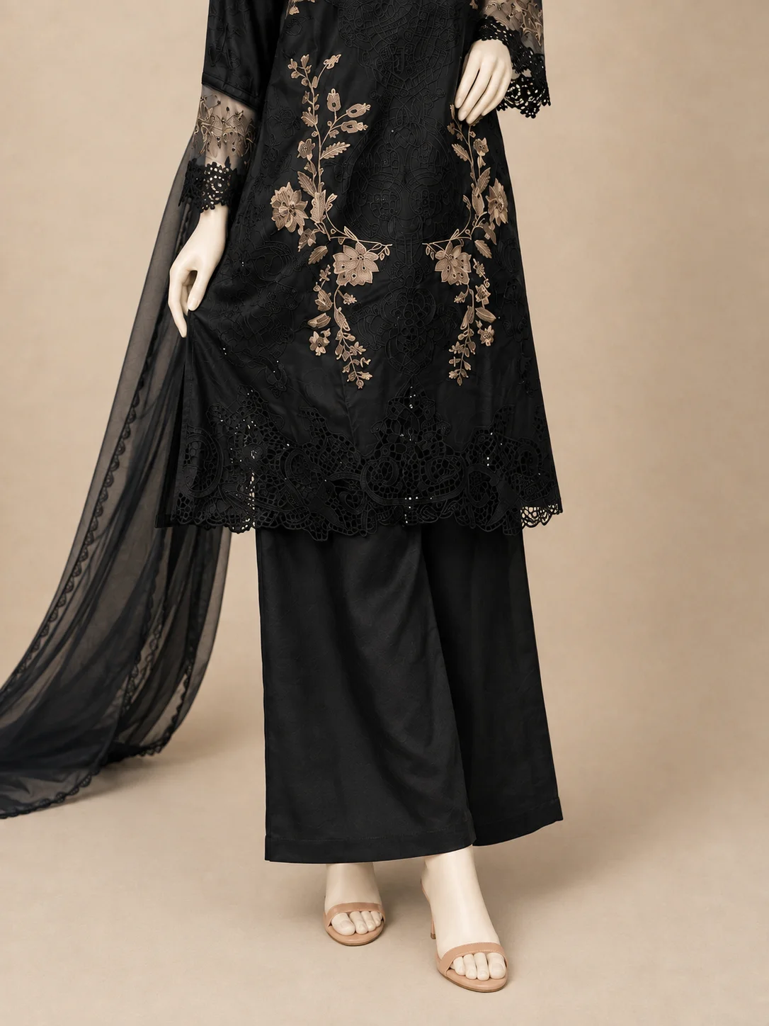 (ML-02) 3 Piece - Embroidered cotton Suit - Image 4