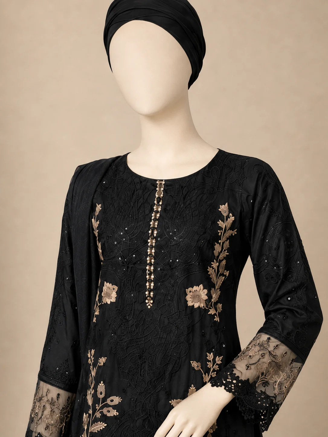 (ML-02) 3 Piece - Embroidered cotton Suit - Image 5