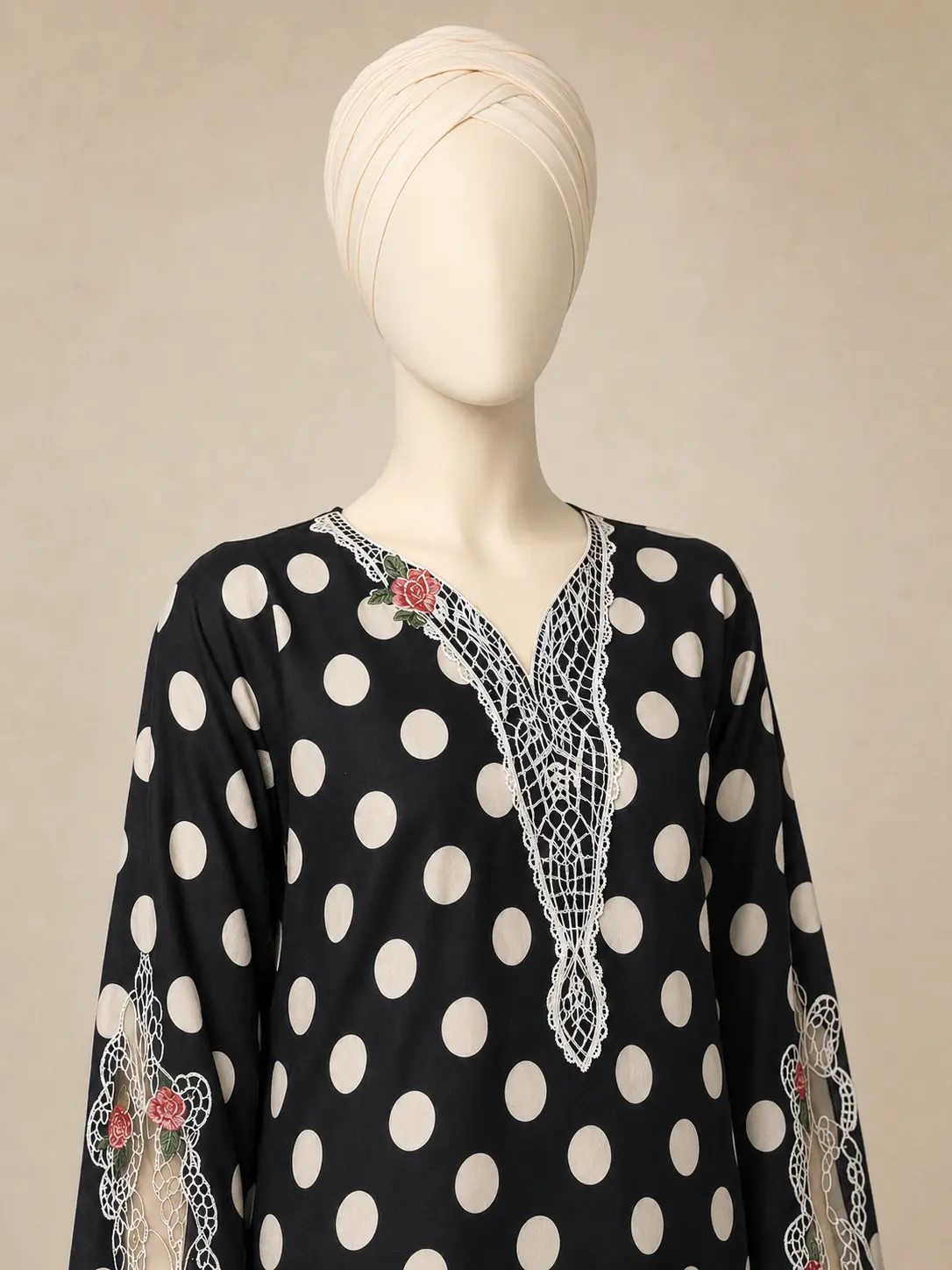 (POLKA DOT) 3 Piece - Embroidered COTTON SUIT Hover