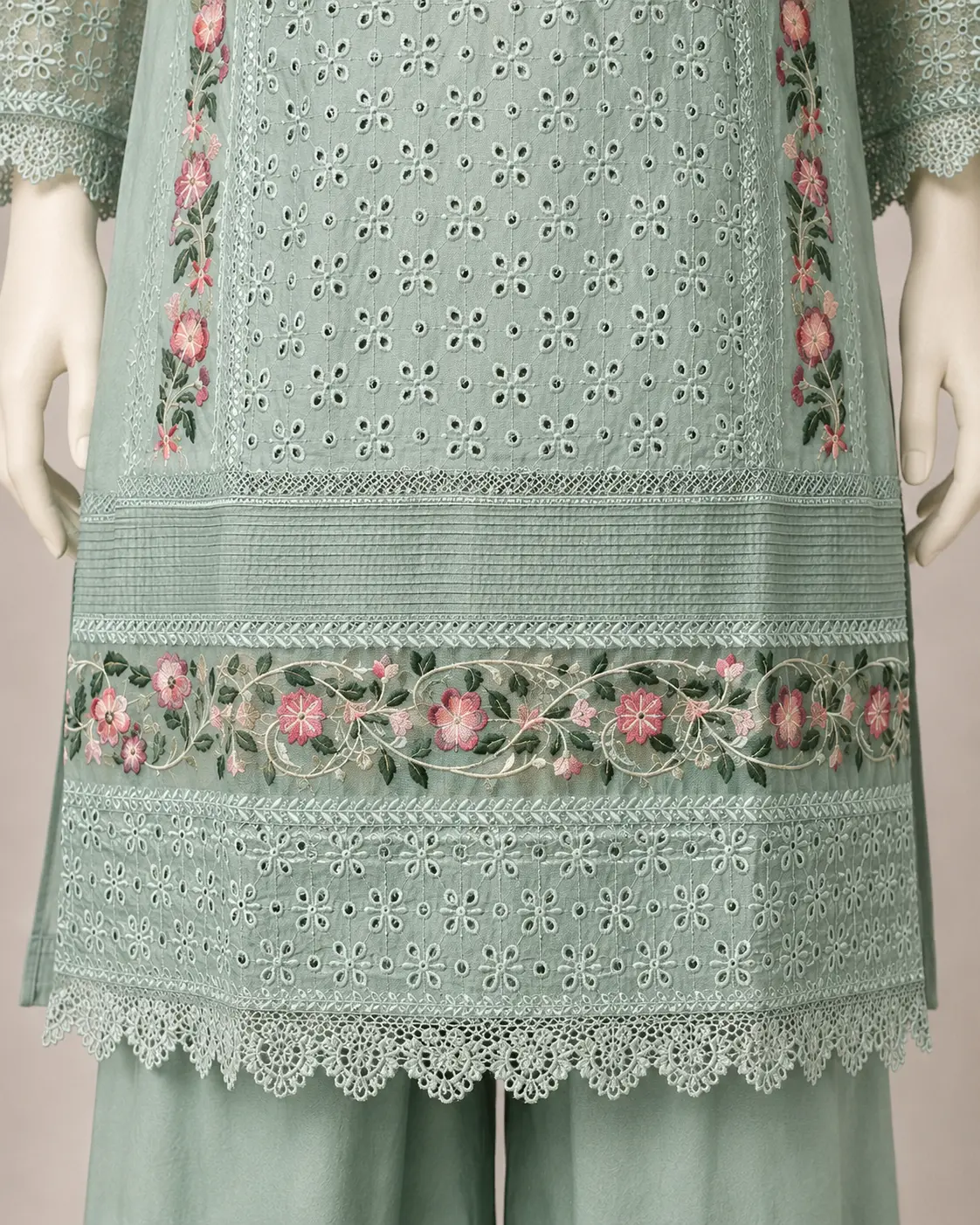 (CHICKEN PANEL) 3 Piece - Embroidered COTTON SUIT - Image 3