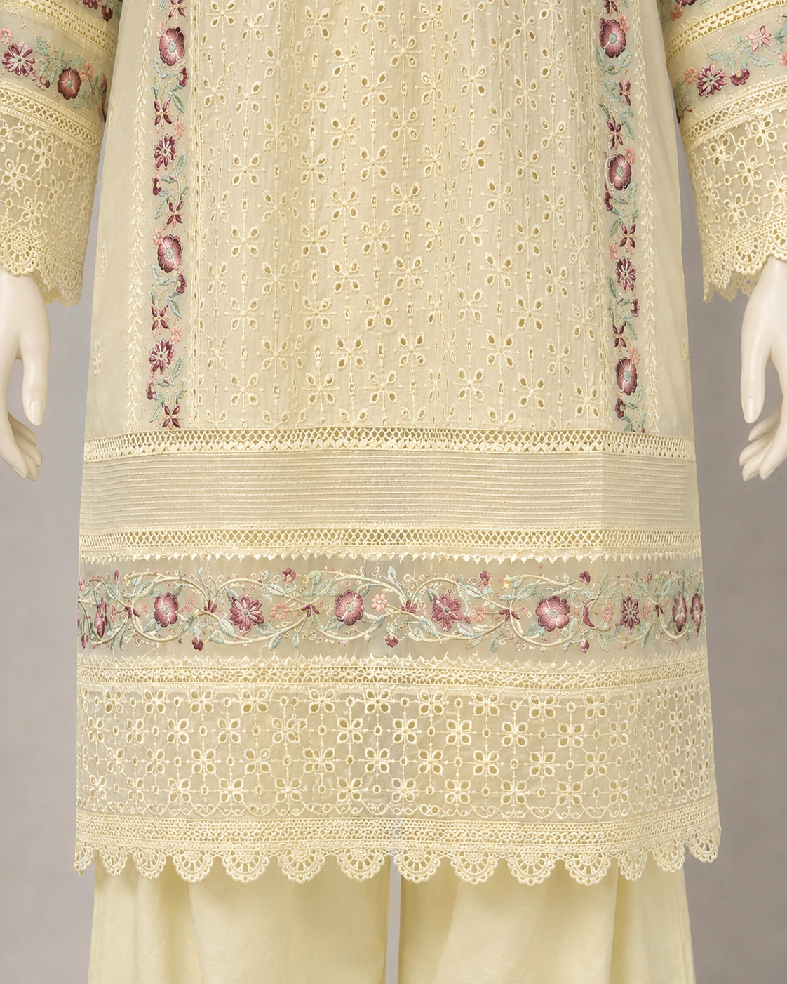 (CHICKEN PANEL) 3 Piece - Embroidered COTTON SUIT - Image 3