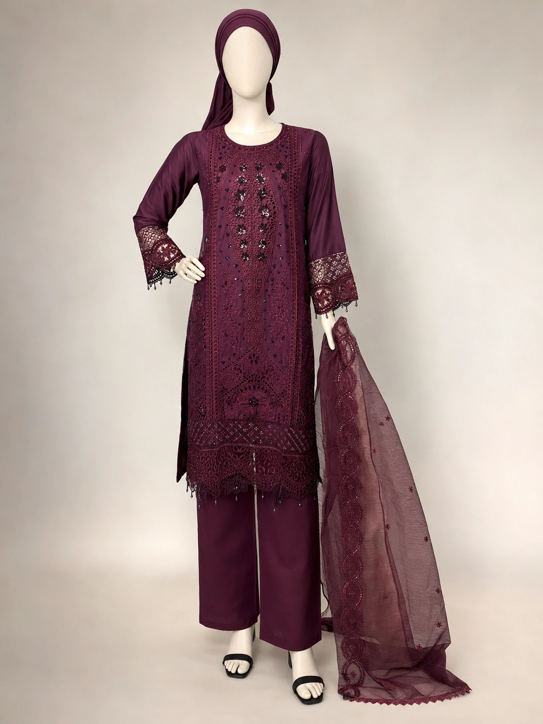 (ECO-30) 3 Piece - Embroidered COTTON SUIT