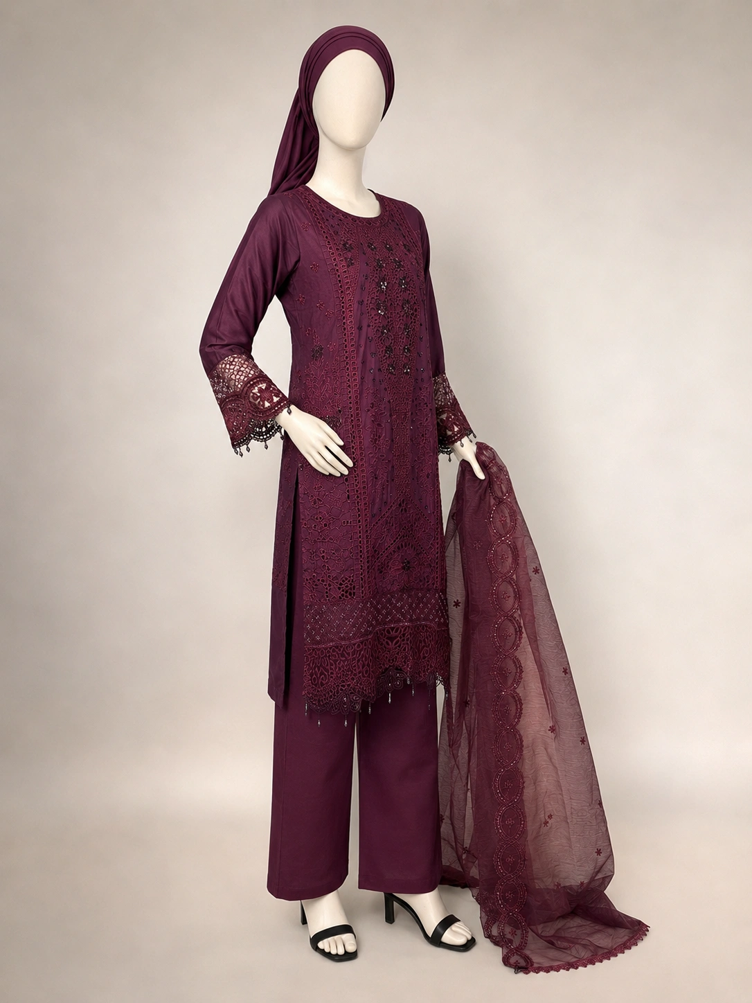 (ECO-30) 3 Piece - Embroidered COTTON SUIT - Image 4
