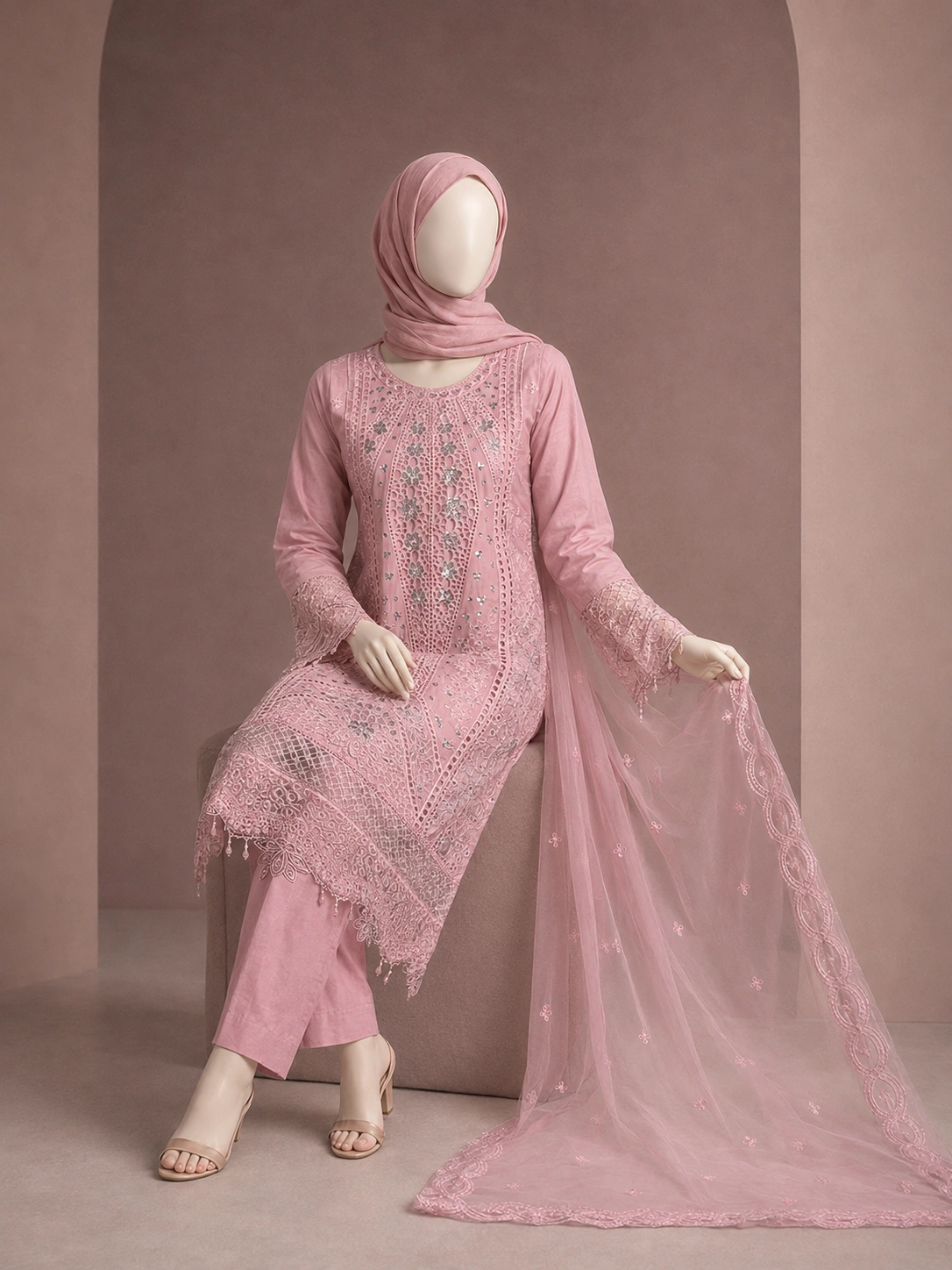 (ECO-30) 3 Piece - Embroidered COTTON SUIT - Image 4