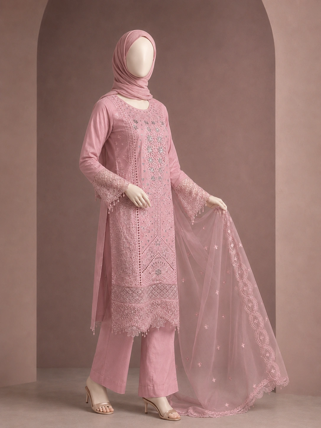 (ECO-30) 3 Piece - Embroidered COTTON SUIT - Image 5