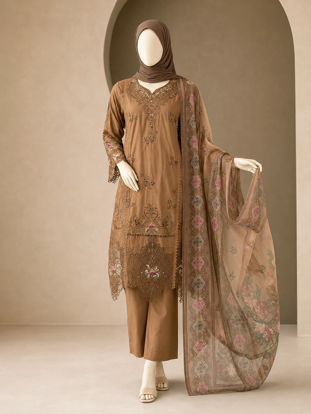 (ECO-06) 3 Piece - Embroidered COTTON SUIT