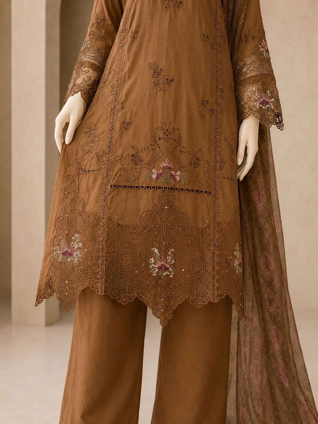 (ECO-06) 3 Piece - Embroidered COTTON SUIT - Image 3