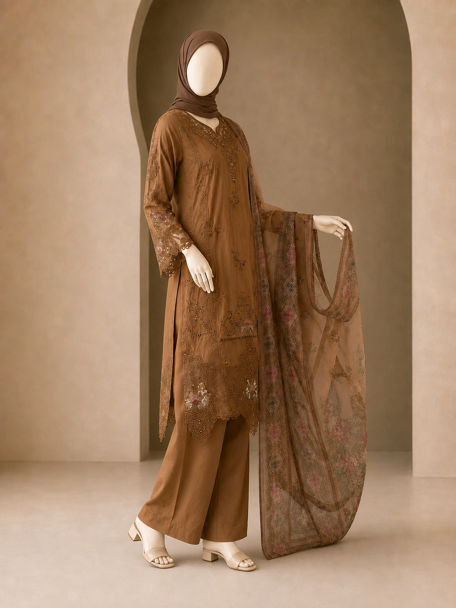 (ECO-06) 3 Piece - Embroidered COTTON SUIT - Image 4