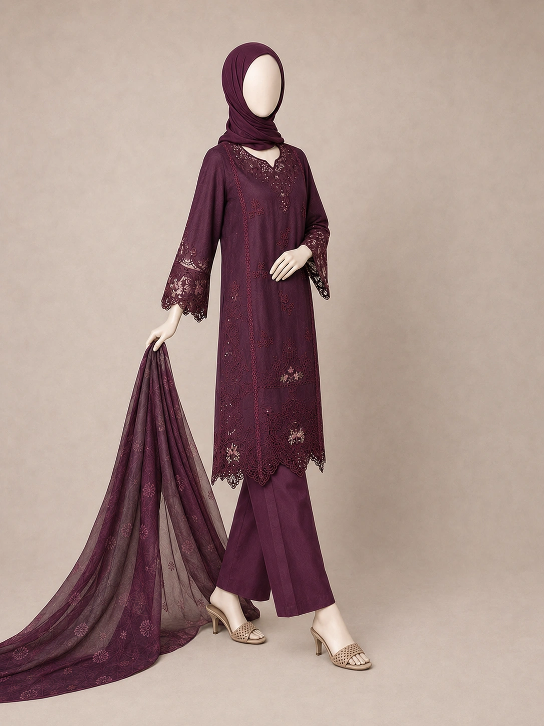 (ECO-06) 3 Piece - Embroidered COTTON SUIT - Image 4