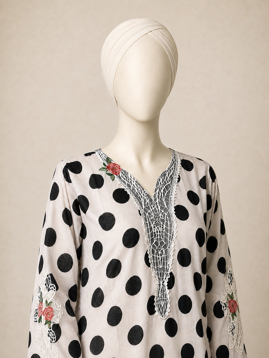 (POLKA DOT) 3 Piece - Embroidered COTTON SUIT Hover