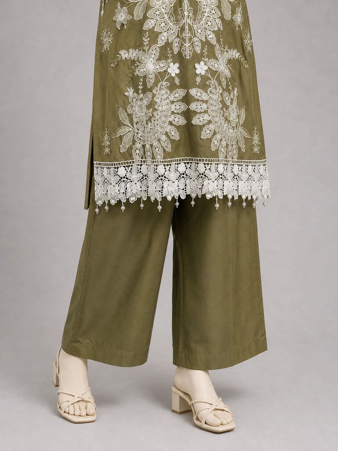 (CT-35) 3 Piece - Embroidered COTTON SUIT - Image 3