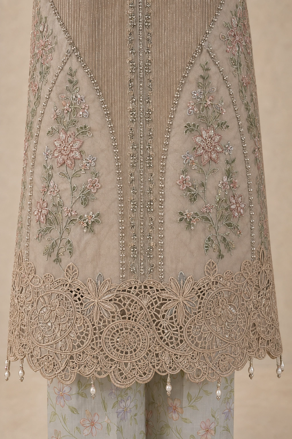 (F-38) 3 Piece - Embroidered ORGANZA SUIT - Image 4