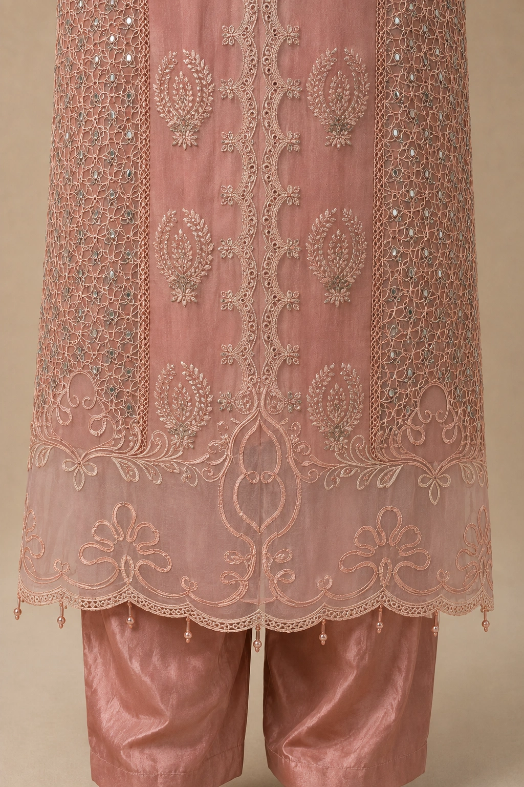 (F-39) 3 Piece - Embroidered ORGANZA SUIT - Image 3