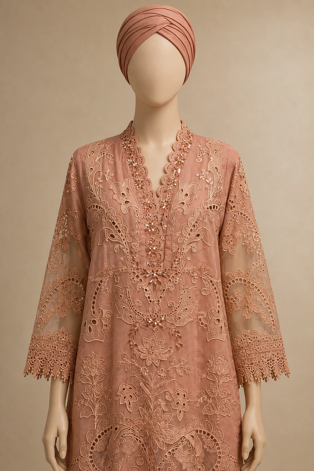 (F-23) 3 Piece - Embroidered Organza Suit - Image 4
