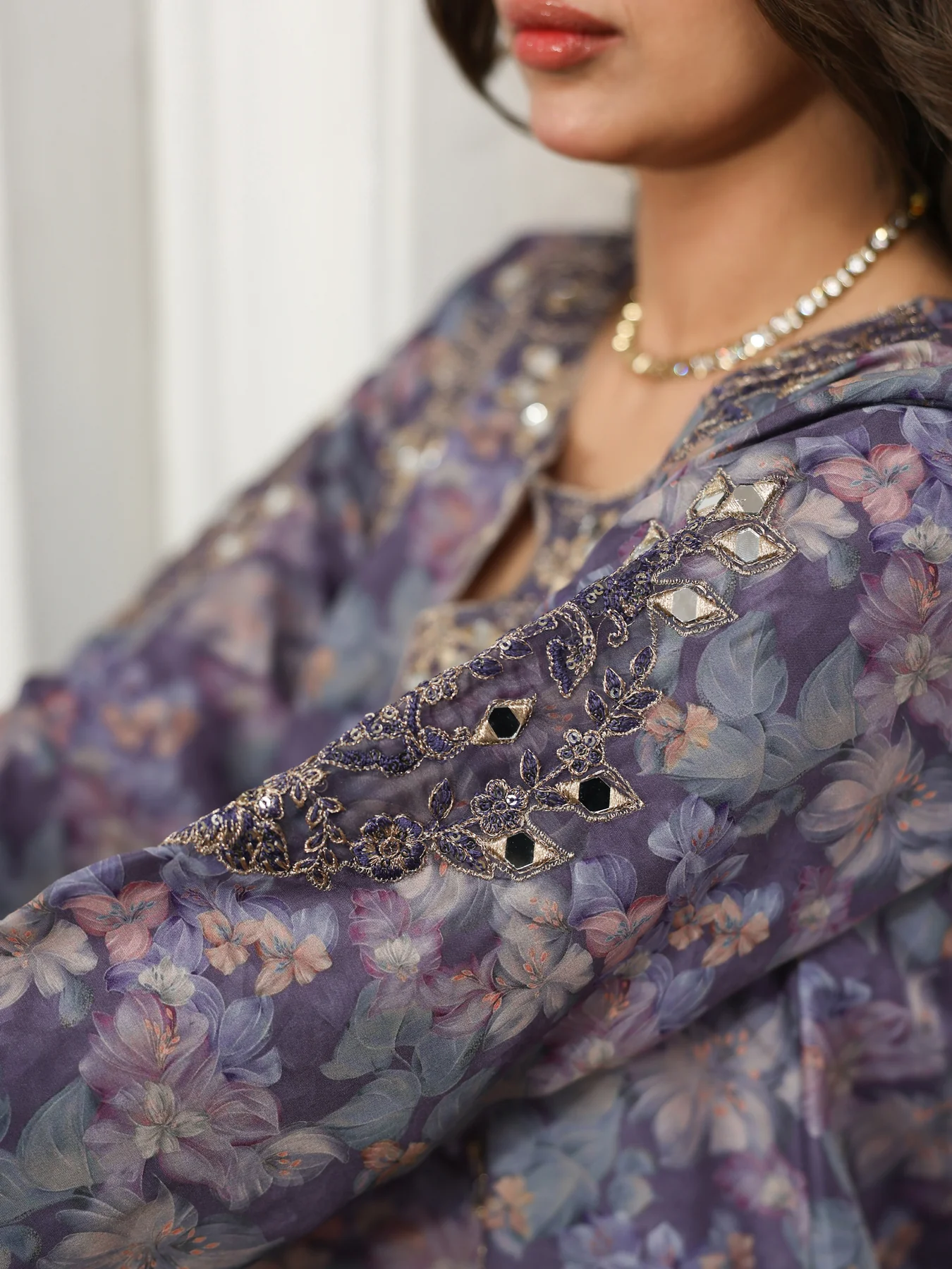(BLP03) 3 Piece - Embroidered Printed  SUIT - Image 3