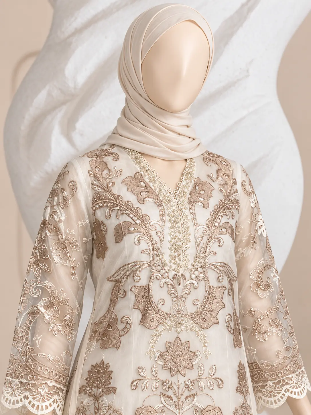 (F-23) 3 Piece - Embroidered Organza Suit Hover