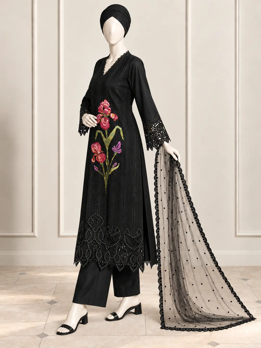 (CT-42) 3 Piece - Embroidered COTTON SUIT - Image 4
