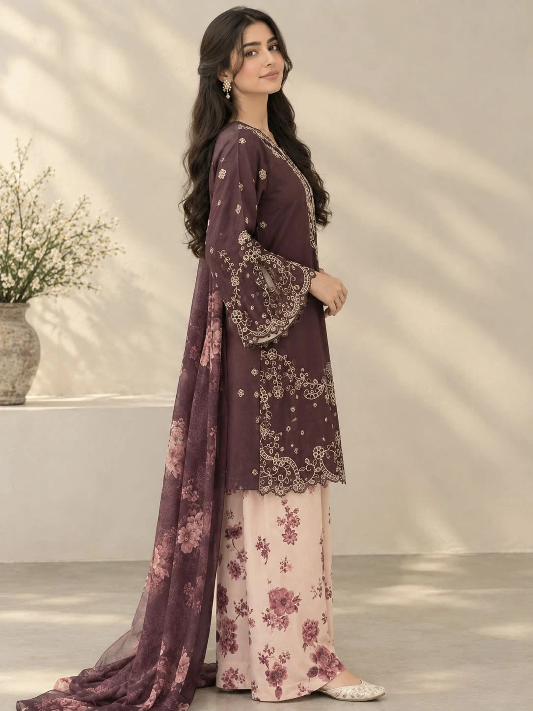 (ECO-13) 3 Piece - Embroidered VISCOS Suit - Image 4