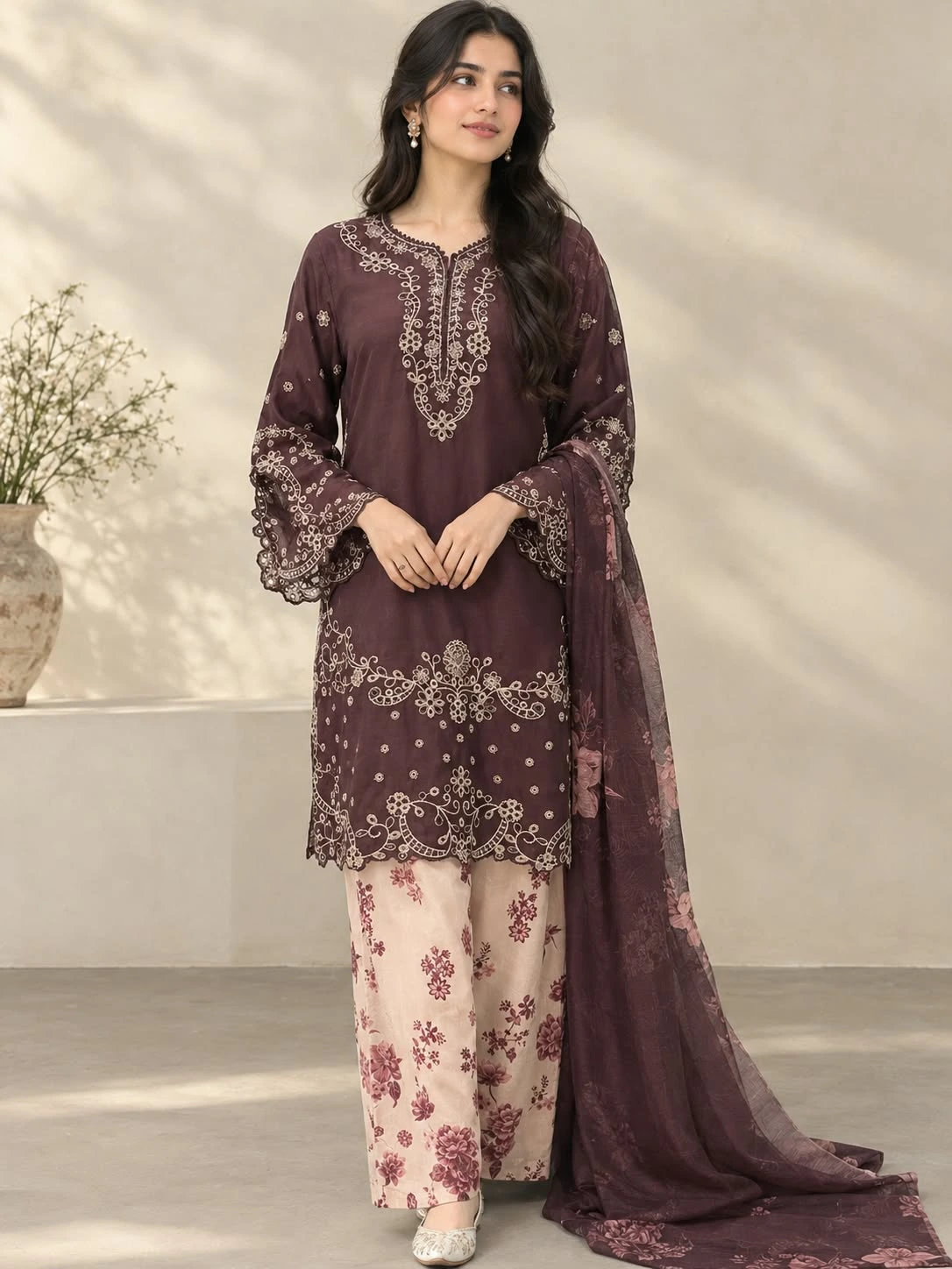 (ECO-13) 3 Piece - Embroidered VISCOS Suit