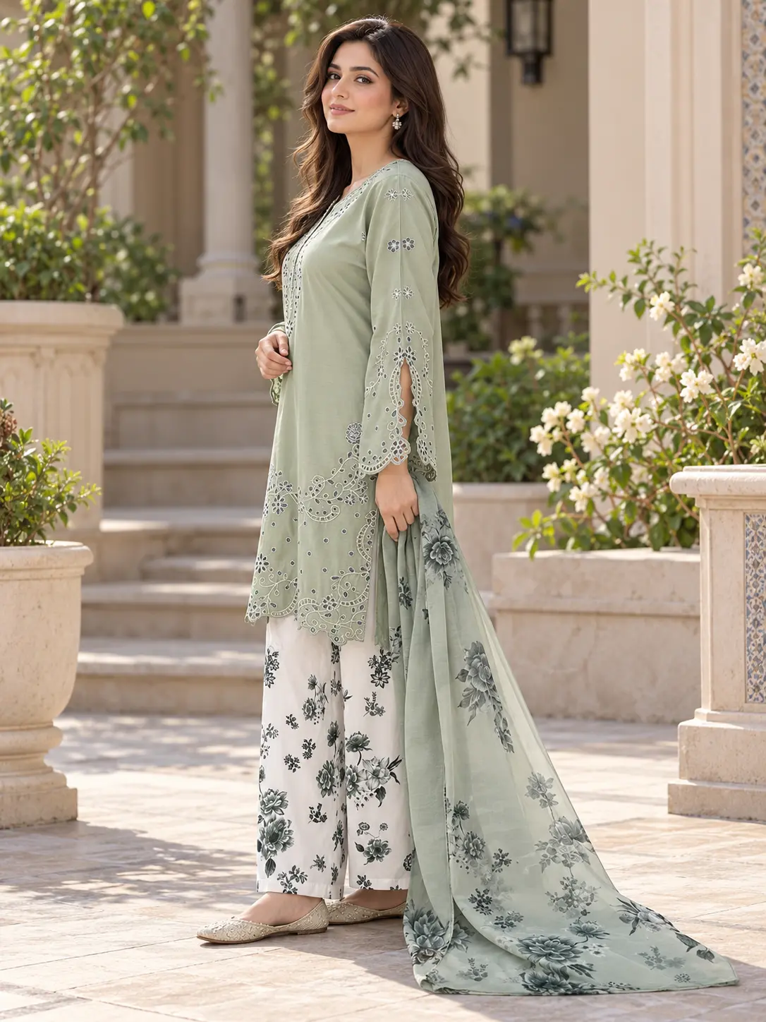 (ECO-13) 3 Piece - Embroidered VISCOS Suit - Image 4