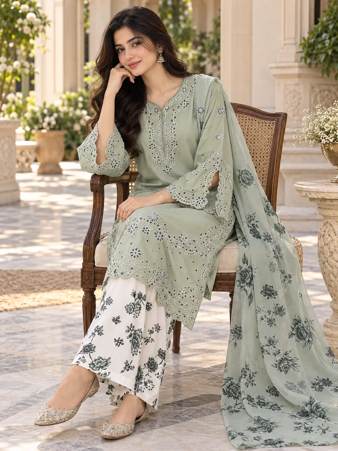(ECO-13) 3 Piece - Embroidered VISCOS Suit - Image 5